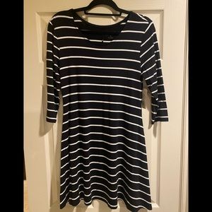 Girls Arizona black and white striped dress